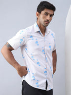 Printed Cotton Casual Shirt For Men-SF-977Cream