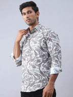 Abstract Printed Cotton Casual Shirt For Men-SF-979Brown