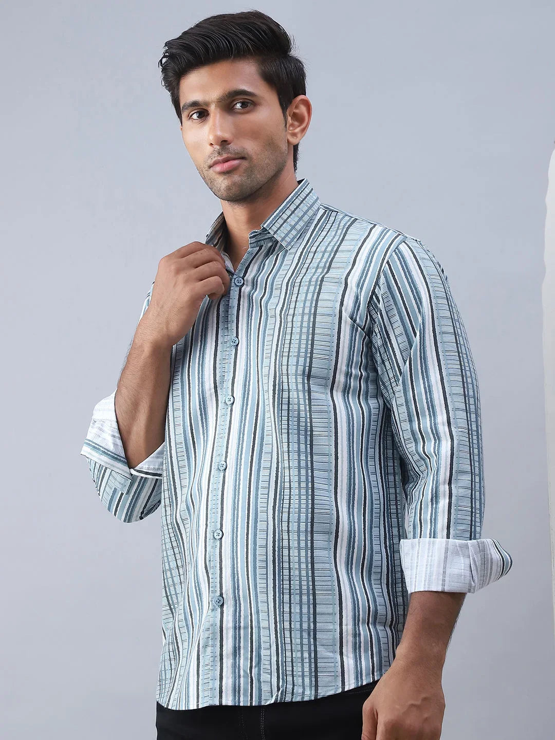 Blue Cotton Solid Shirts SF_980Blue | DesiQlo