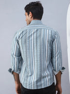 Striped Cotton Casual Shirt For Men-SF-980Blue
