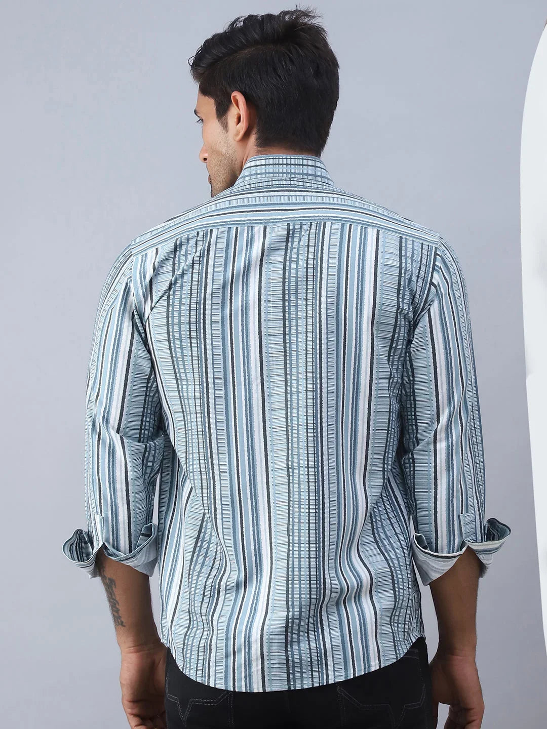 Striped Cotton Casual Shirt For Men-SF-980Blue