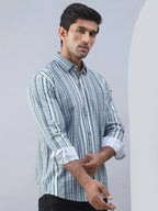 Striped Cotton Casual Shirt For Men-SF-980Blue