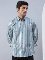 Striped Cotton Casual Shirt For Men-SF-980Blue