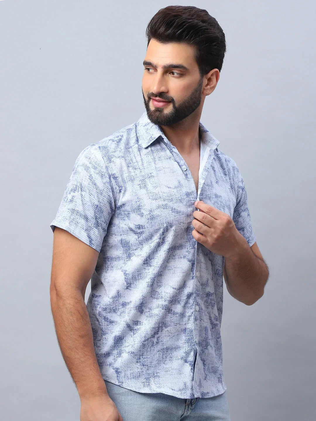 Blue Cotton Solid Shirts SF_984Blue | DesiQlo