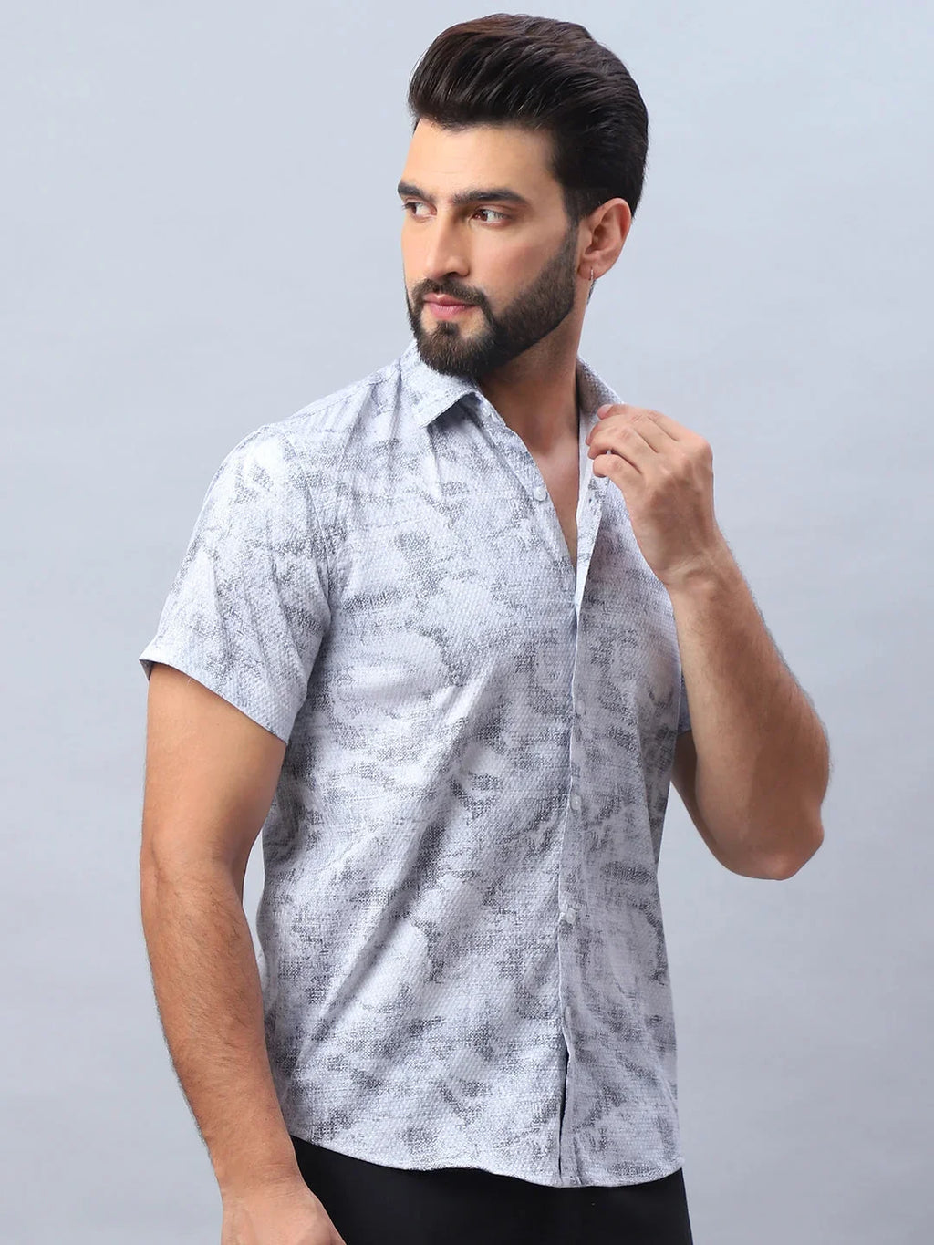 Abstract Printed Casual Shirt for Men-SF-984Light-Grey