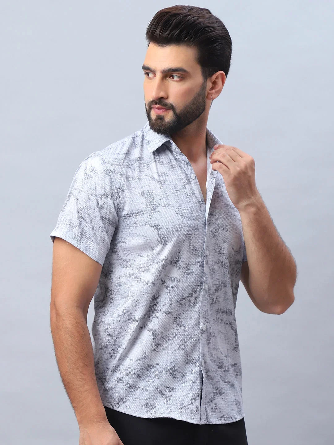 Abstract Printed Casual Shirt for Men-SF-984Light-Grey