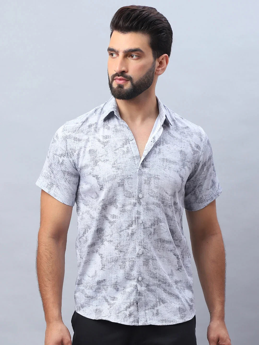 Abstract Printed Casual Shirt for Men-SF-984Light-Grey