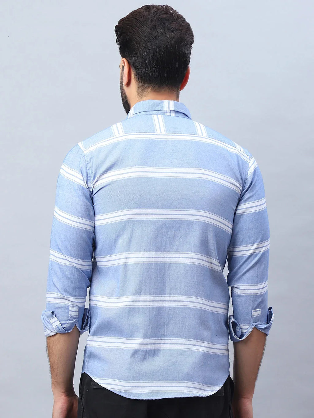 Striped Cotton Casual Shirt For Men-SF-985Blue