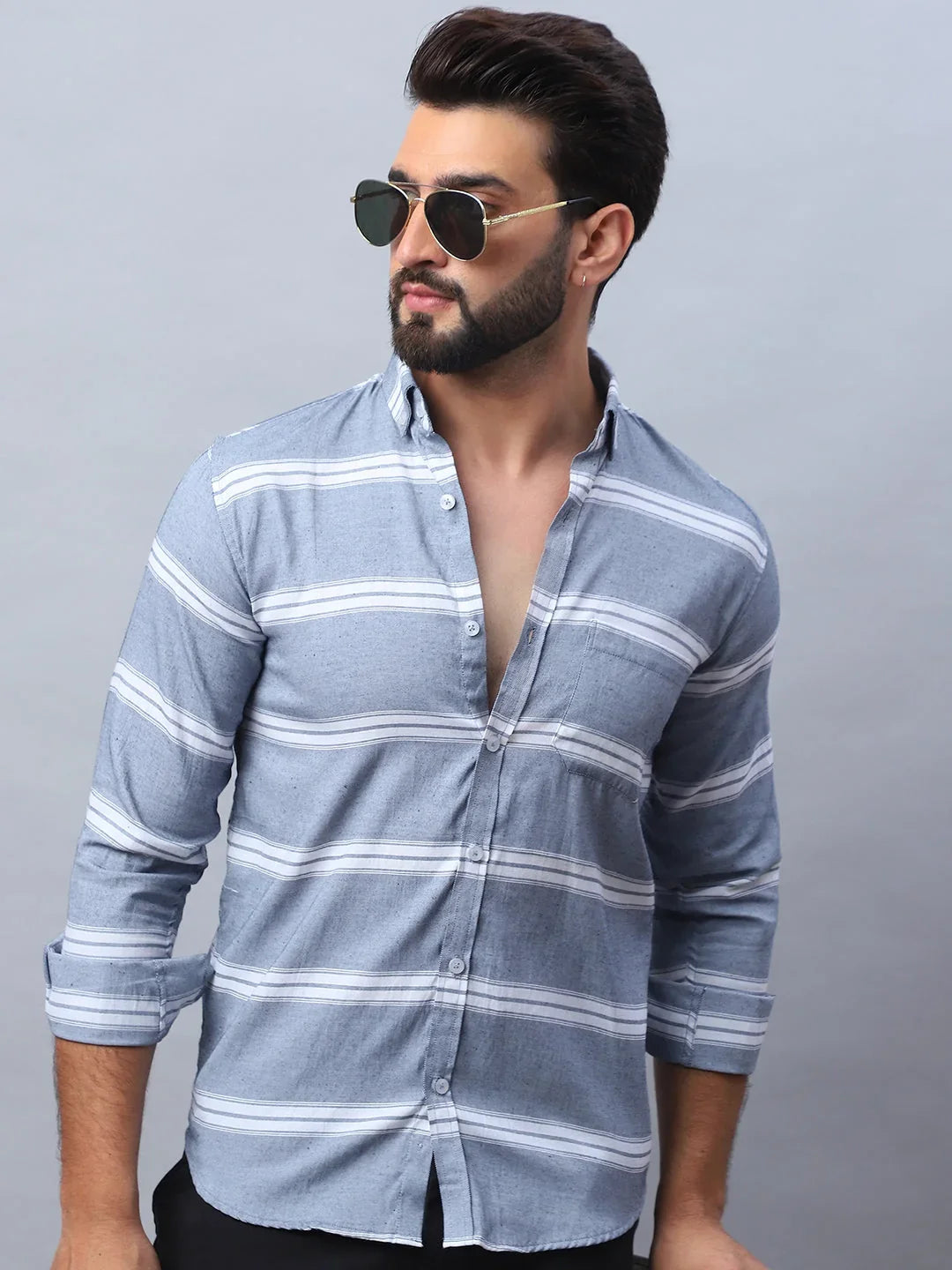 Grey Cotton Solid Shirts SF_985Grey | DesiQlo