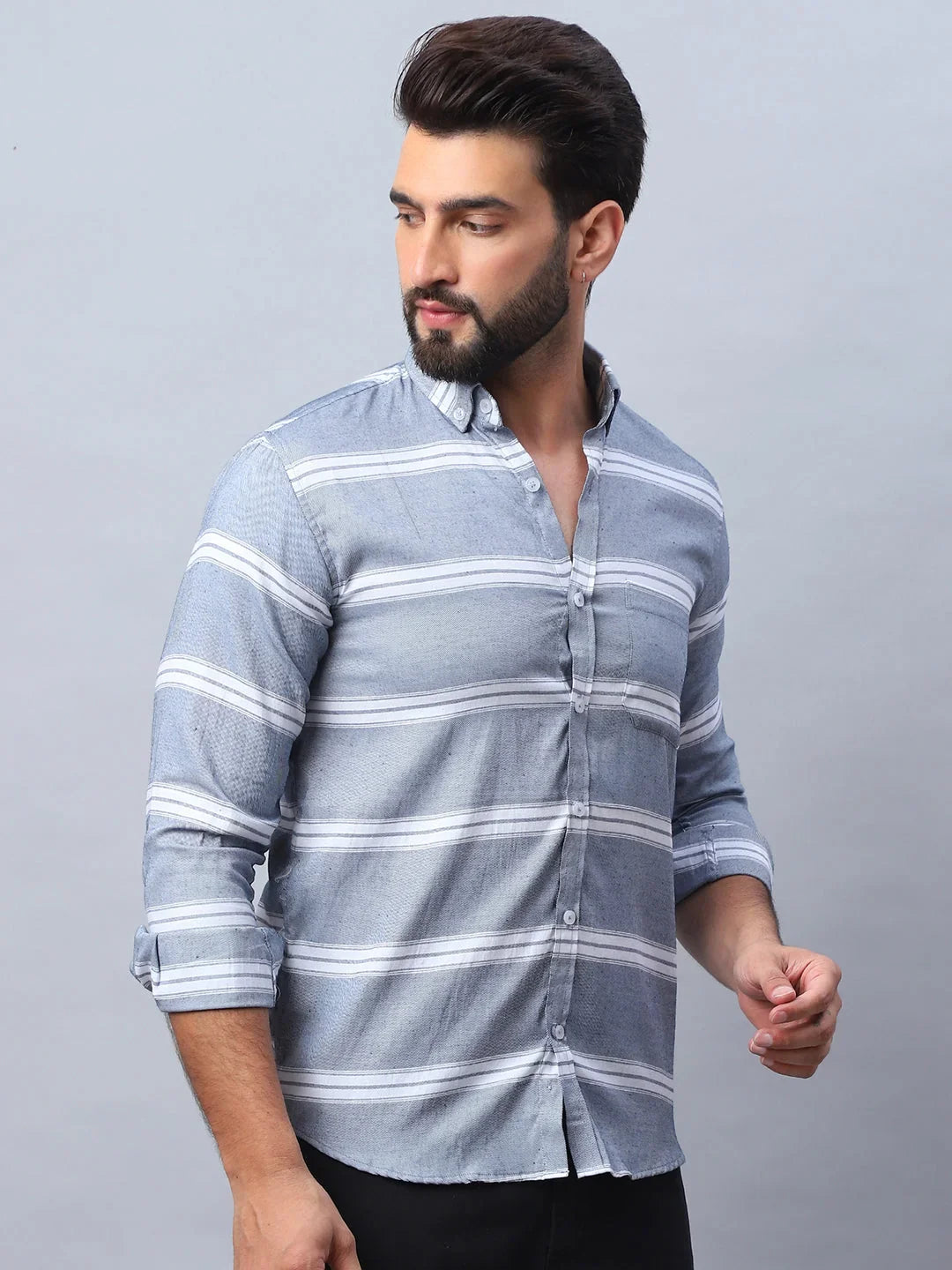 Grey Cotton Solid Shirts SF_985Grey | DesiQlo