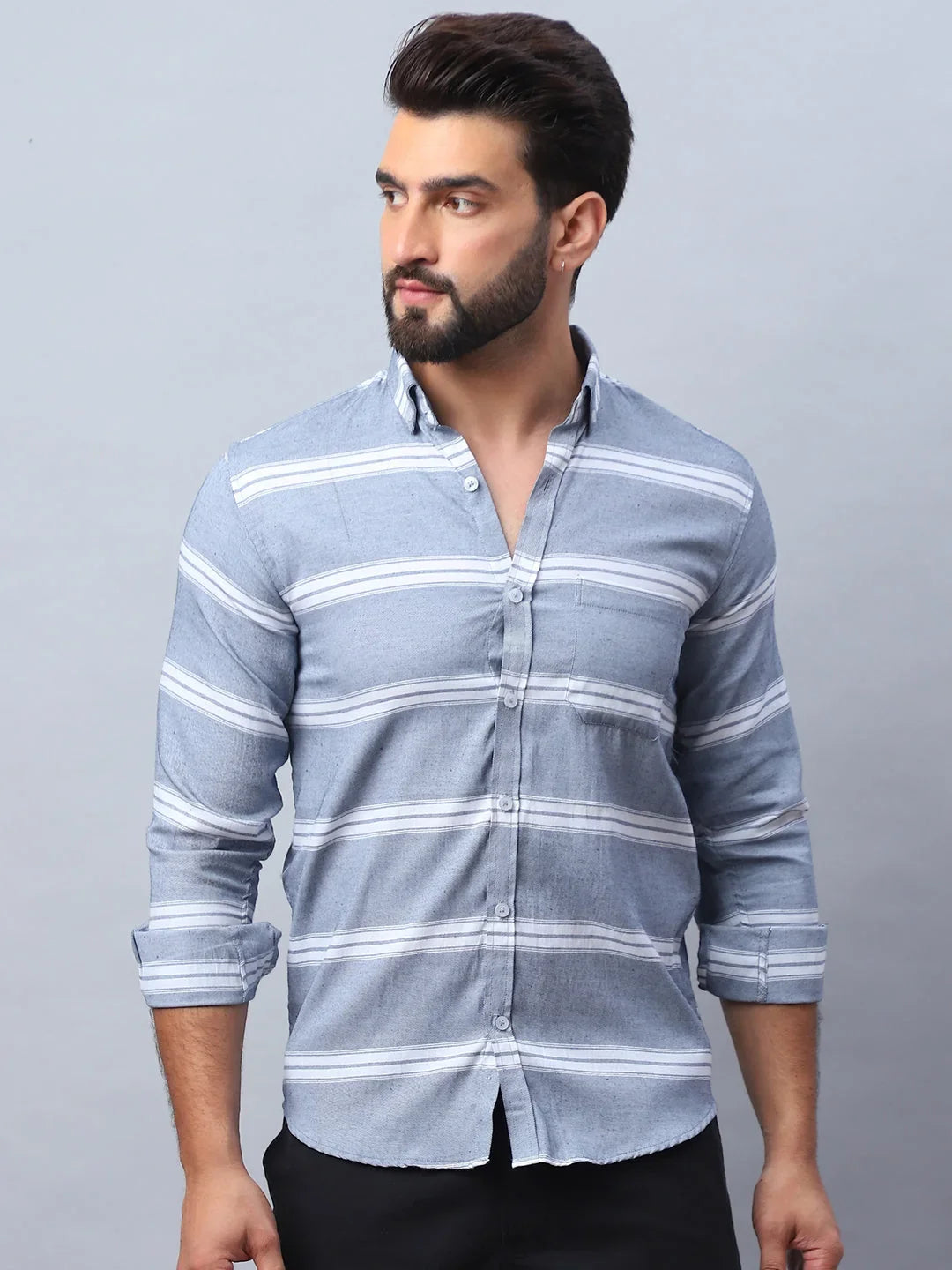 Grey Cotton Solid Shirts SF_985Grey | DesiQlo