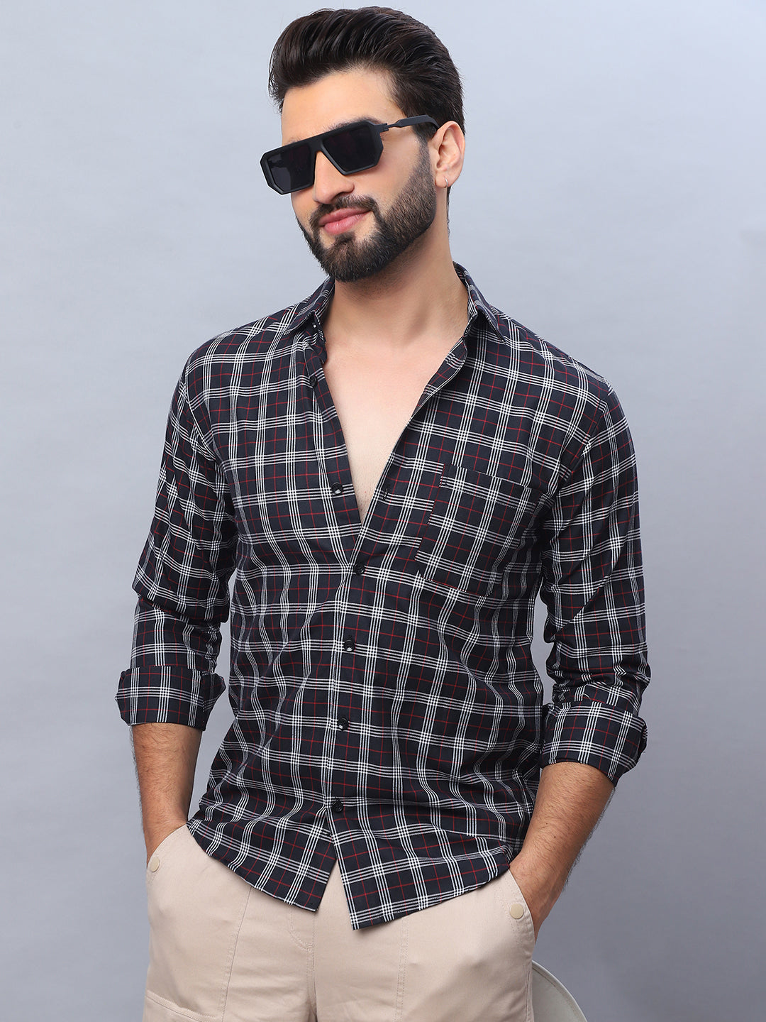Black Cotton Solid Shirts SF_989Black | DesiQlo