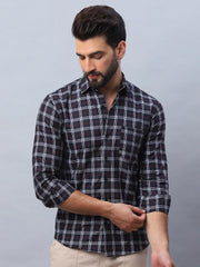 Checked Pure Cotton Casual Shirt for Men-SF-989Black