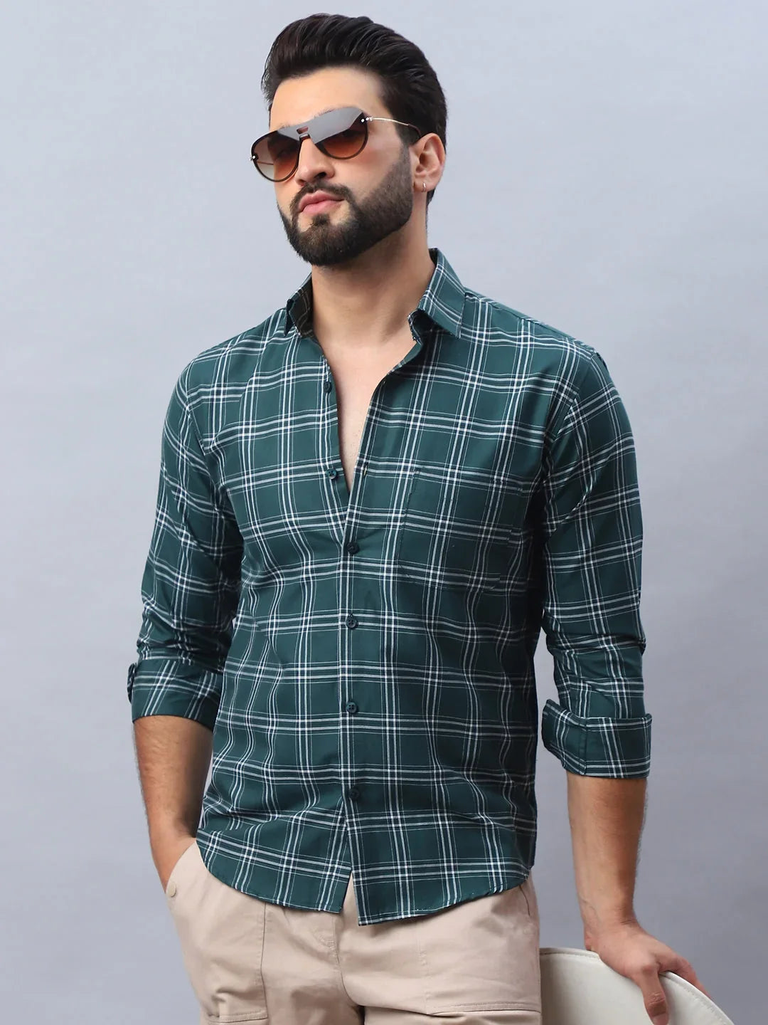 Green Cotton Solid Shirts SF_989Green | DesiQlo