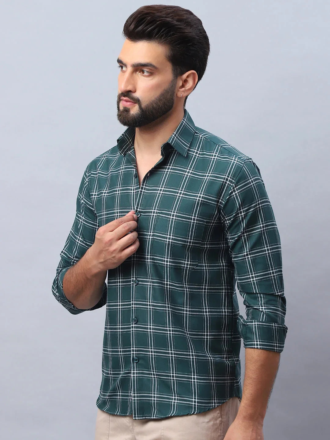 Green Cotton Solid Shirts SF_989Green | DesiQlo
