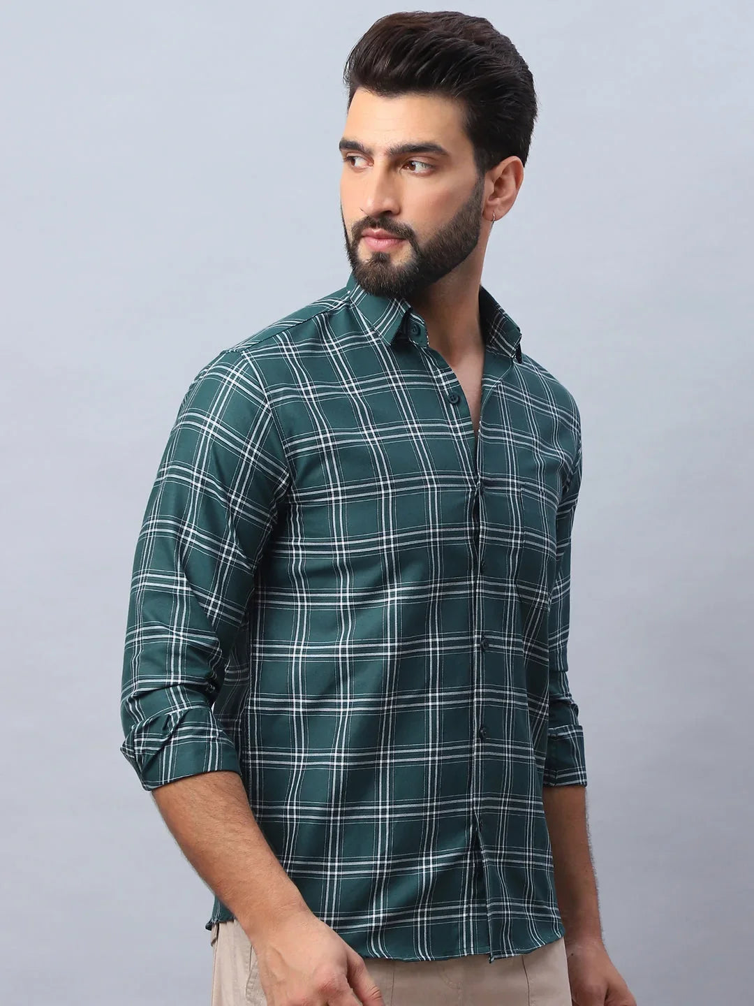 Green Cotton Solid Shirts SF_989Green | DesiQlo