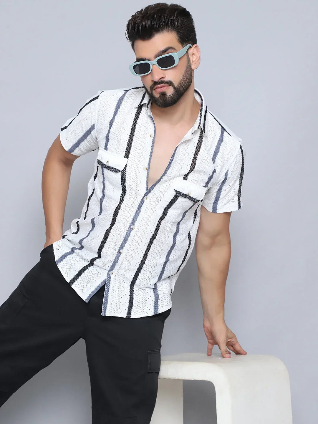 Grey Cotton Solid Shirts SF_995Grey | DesiQlo