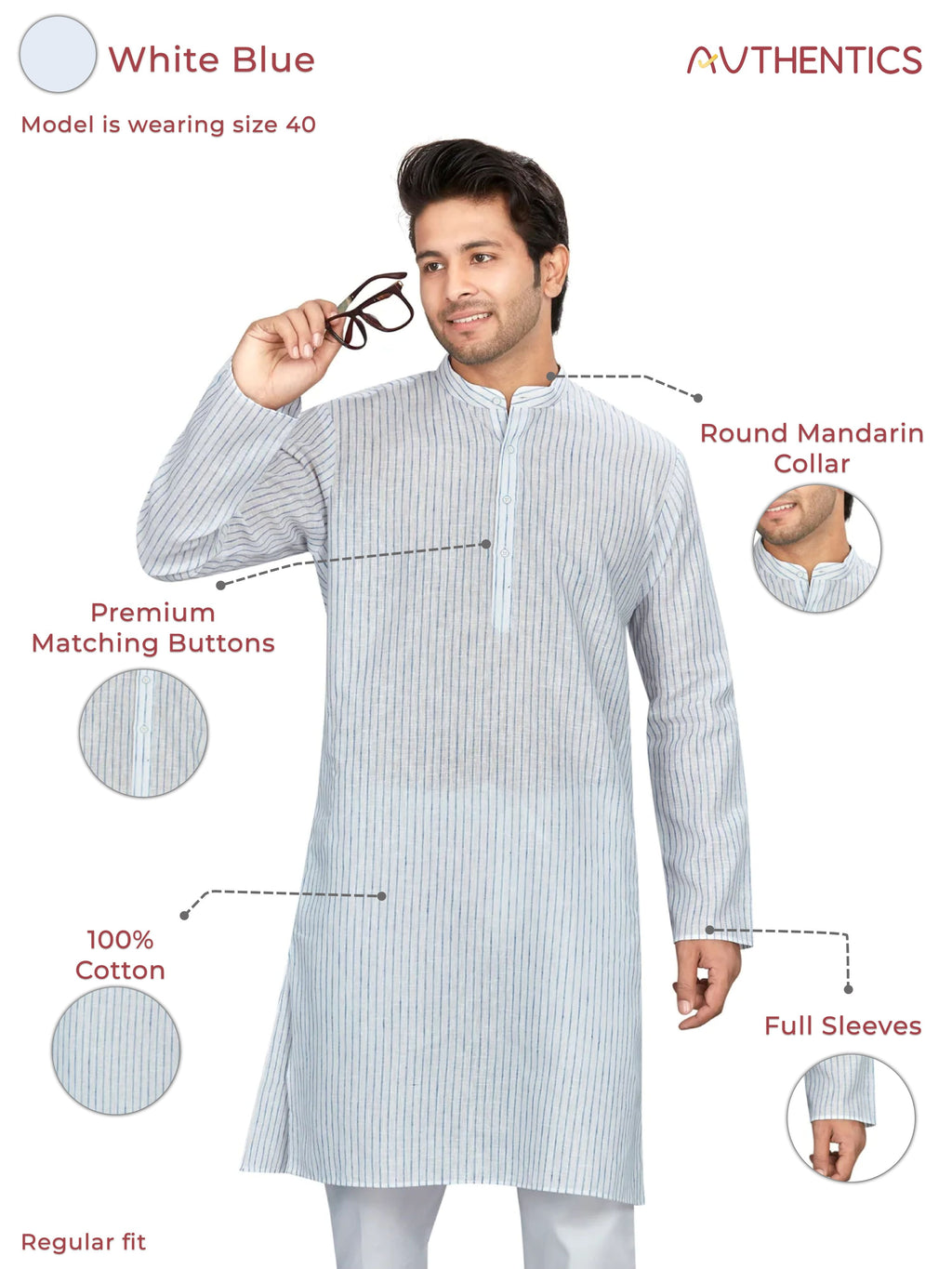 Cotton Kurta for Men - Multicolor | KPUCLIWB38