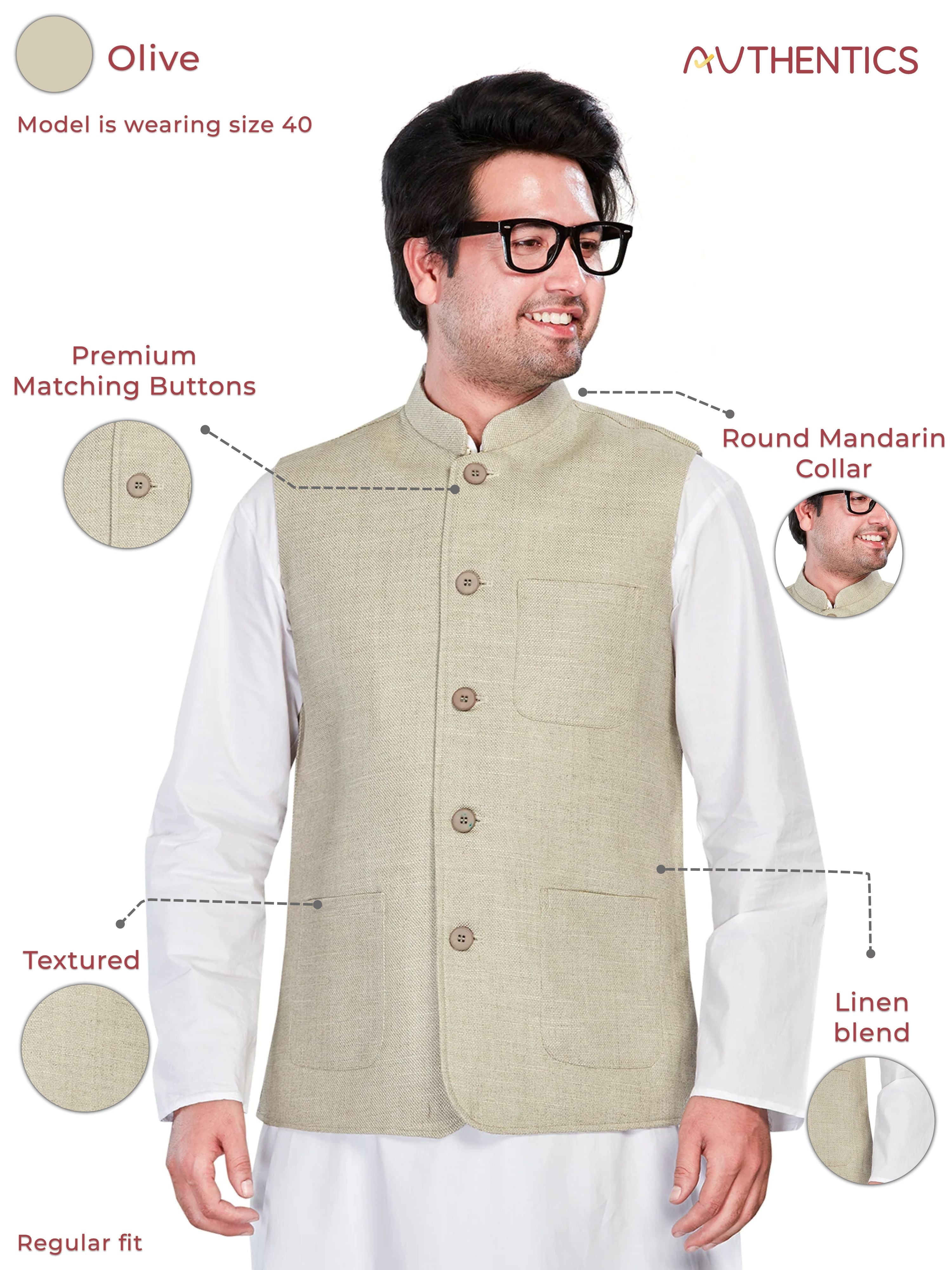 green Linen Solid Indian Wear for Men | DesiQlo India